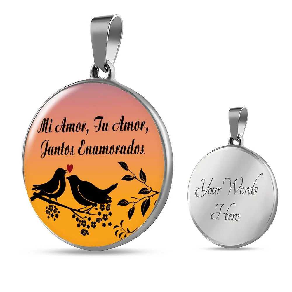 Spanish Love Necklace Mi Amor Tu Amor Juntos Enamorados Circle Pendant Necklace
